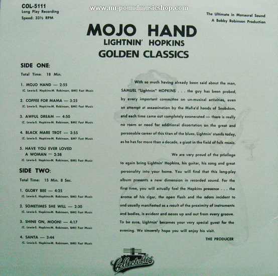 Lightnin' Hopkins - Mojo Hand / Golden Classics