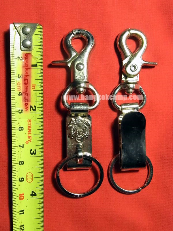 พวงกุญแจ ก้ามปู ตะขอเกี่ยว 2ระบบ- สแตนเลส สีเงิน Made in USA.