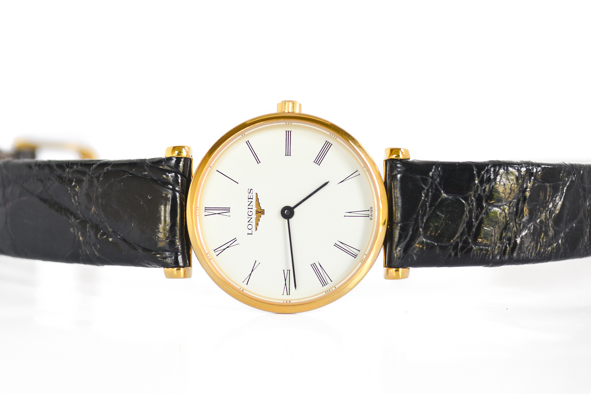 Longines La Grande Classique เลขโรมัน หน้าขาว สายหนัง