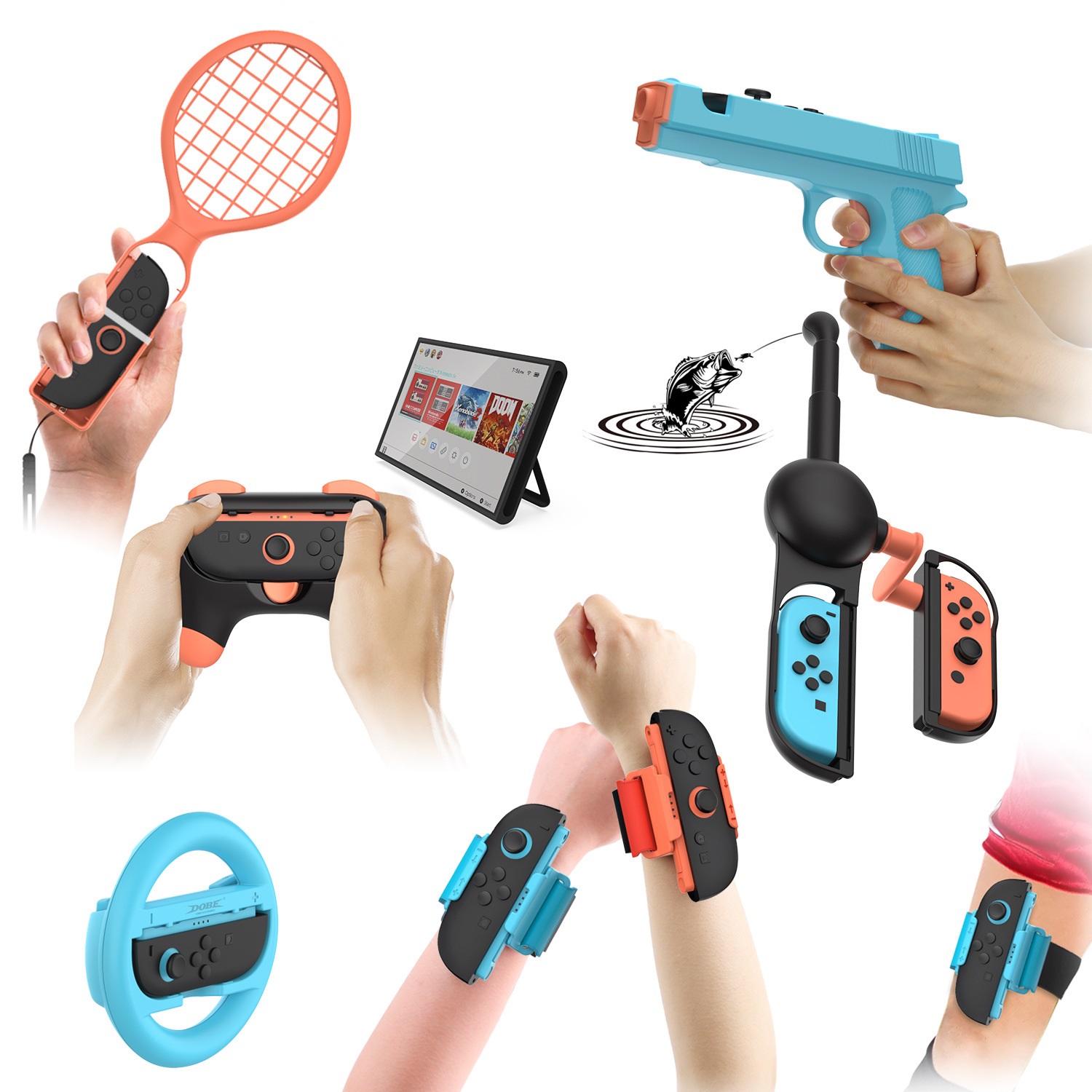 DOBE 13 in 1 อุปกรณ์เสริมจอยคอน Nintendo Switch V.1 V.2 OLED Switch2 TNS-5180