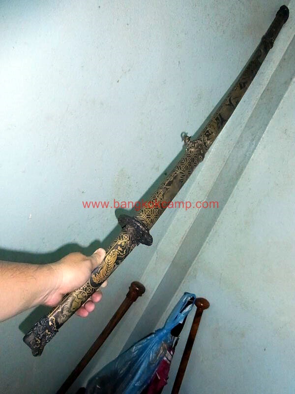 ดาบซามูไร ใบมีดเป็นเหล็กลาย (ใบมีดดามัสกัส) ลายเสือ