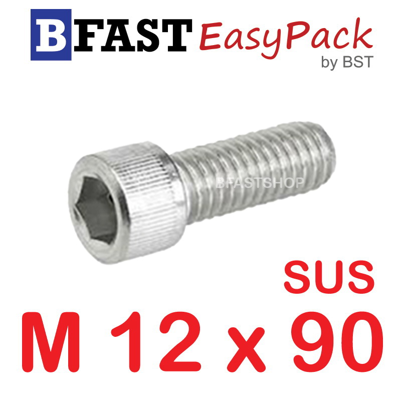 สกรูหัวจมสแตนเลส SUS M12 x 90 (1 ตัว/ถุง)