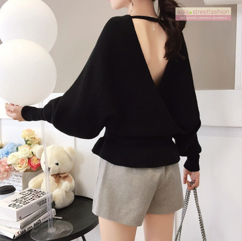 เสื้อไหมพรม ทรงสวย เซ็กซี่ โชว์แผ่นหลัง จั๊มเอว พร้อมส่ง