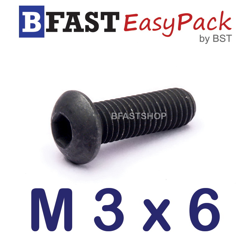 สกรูจมกลมดำ M 3 x 6 (12 ตัว/ถุง)