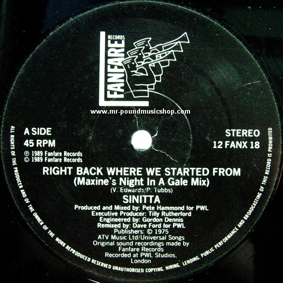 Sinitta - Right Back Where We Started From