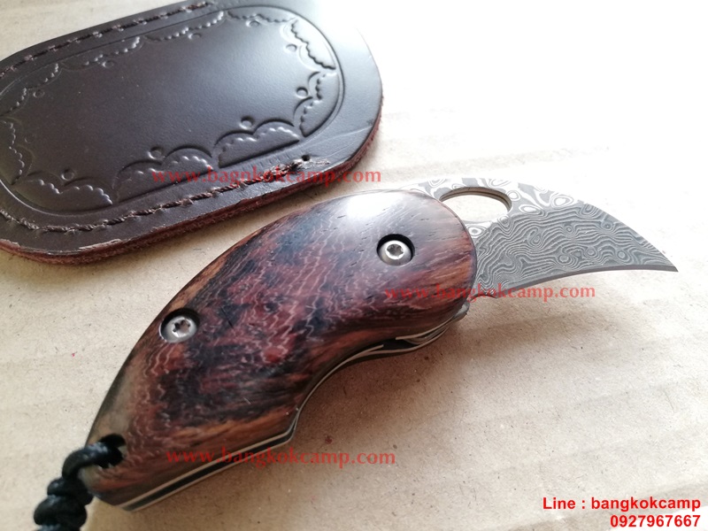 มีดพับ ดามัสกัส Damascus พร้อมซองหนังแท้ (6)