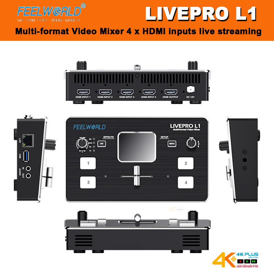FEELWORLD LIVEPRO L1 Multi-format Video Mixer 4 x HDMI inputs live Streaming