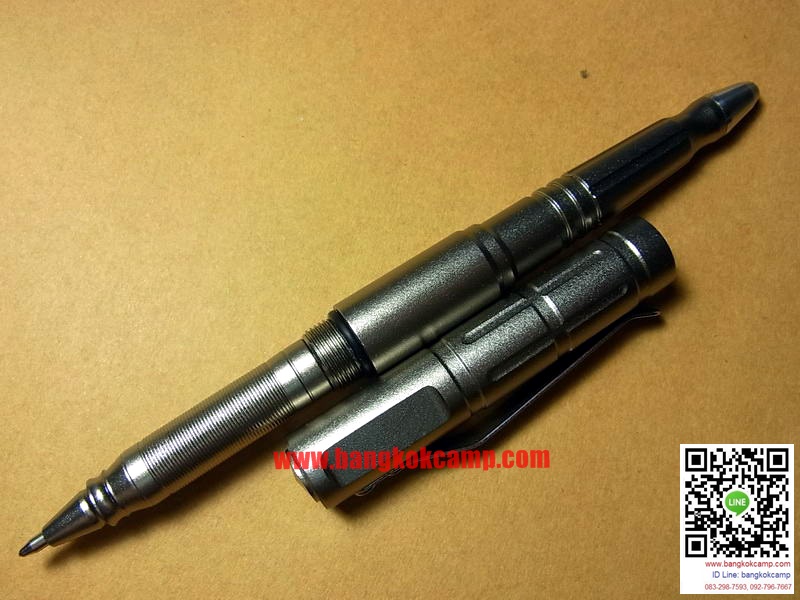 ปากกา Tactical สีฟ้า ปลายคาร์ไบท์(กระแทกกระจกได้) ปลายคาร์ไบท์แข็งมากใช้ขูด-เขียนโลหะได้