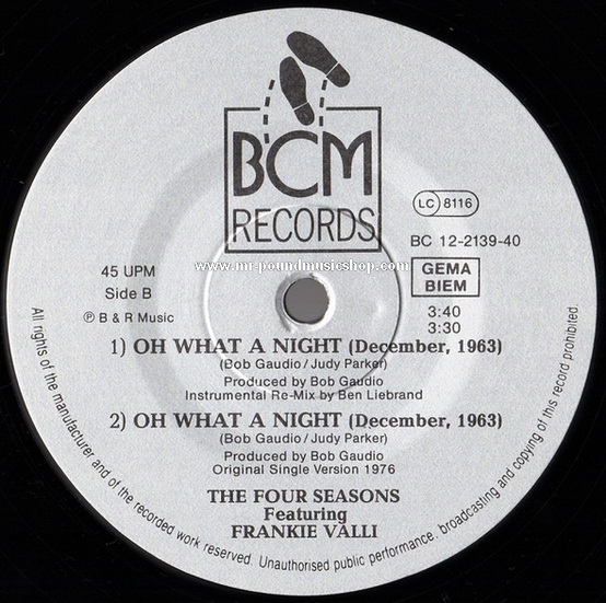 The Four Seasons featuring. Frankie Valli - Oh What A Night (December, 1963)