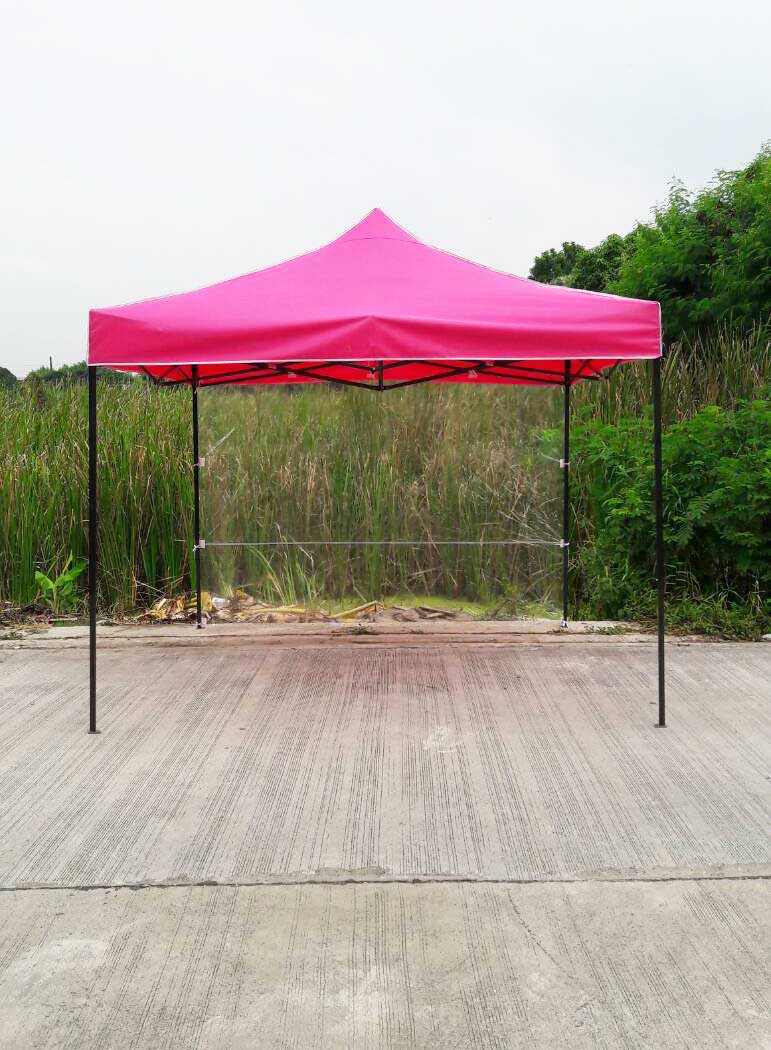 เต็นท์พับได้ สีชมพู ขนาด 3m x 3m พร้อมพลาสติกใส 1 ด้าน
