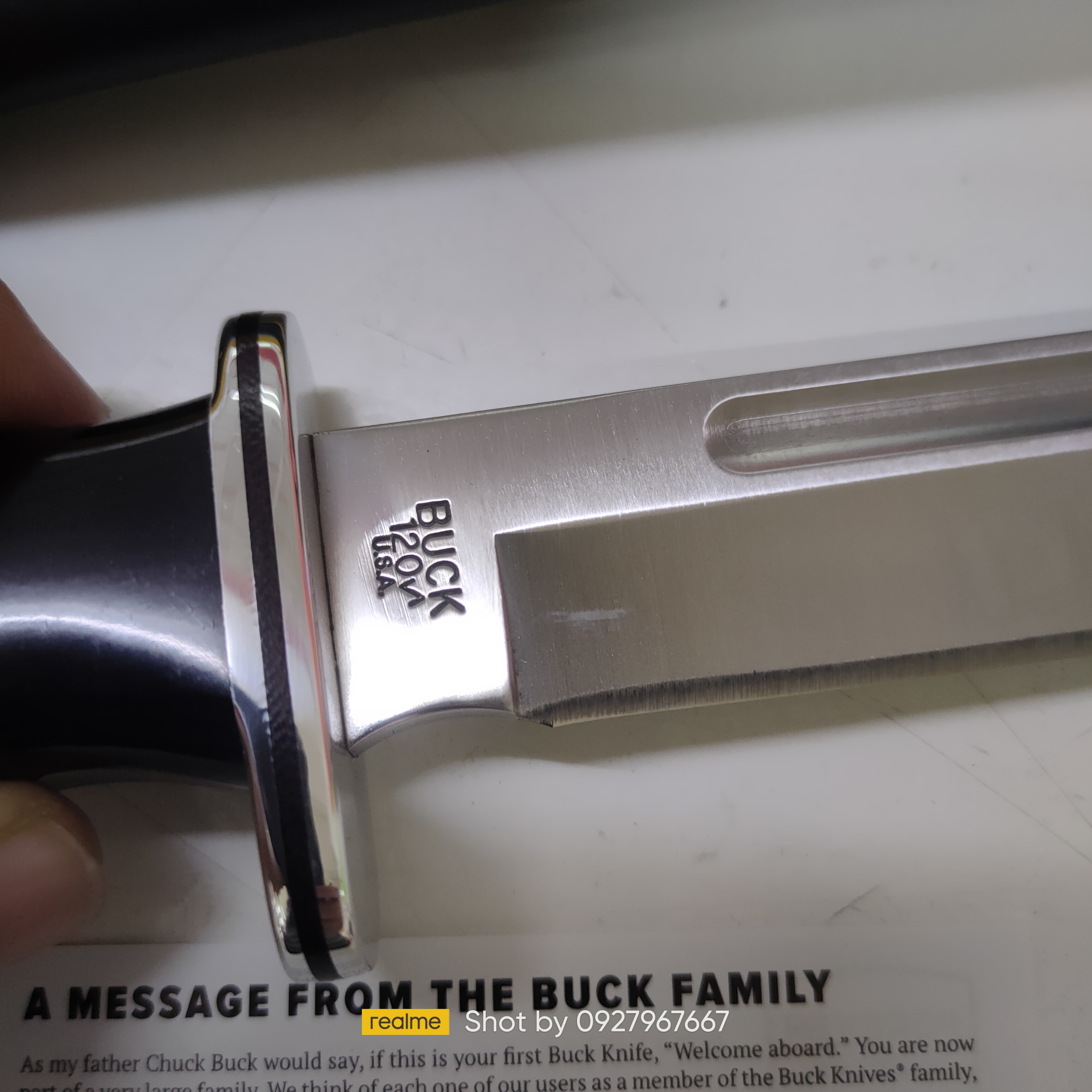 มีดใบตาย Buck 120 General Hunting Knife Fixed 7-3/8" Blade, Black Phenolic Handles - 2542