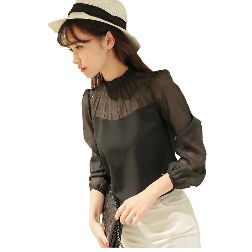 Gril Fashion Spring Autumn Primer Shirt Stitching shirt Black
