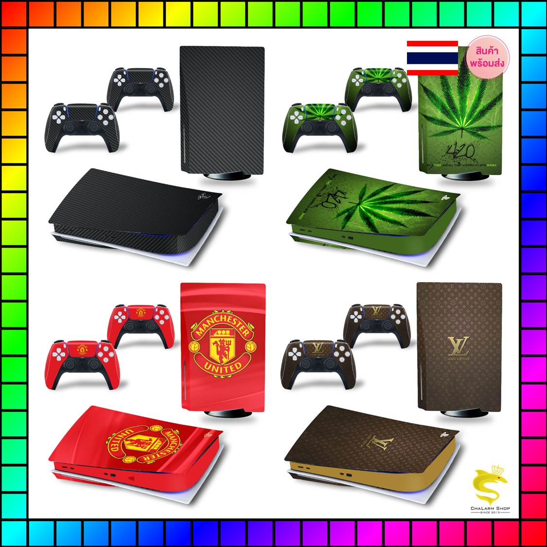 (ลิ้ง1) PS5 รุ่นแรก แบบใส่แผ่น สติกเกอร์ติดเครือง+จอย ไวนิลไม่ทิ้งคราบกาว