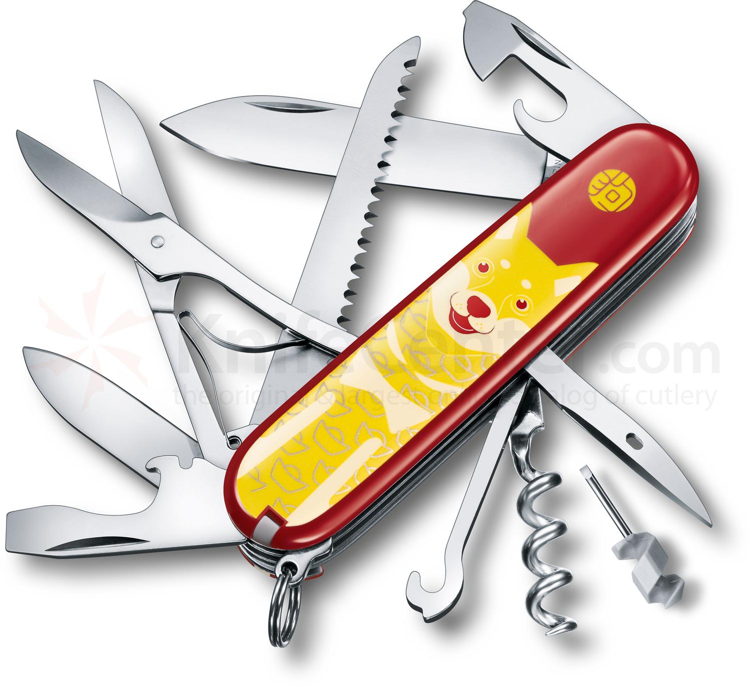 มีดพับเอนกประสงค์ Victorinox Swiss Army Limited Edition Huntsman Multi-Tool, 2018 Year of the Dog, 3.6" Closed - (1.3714.E7)