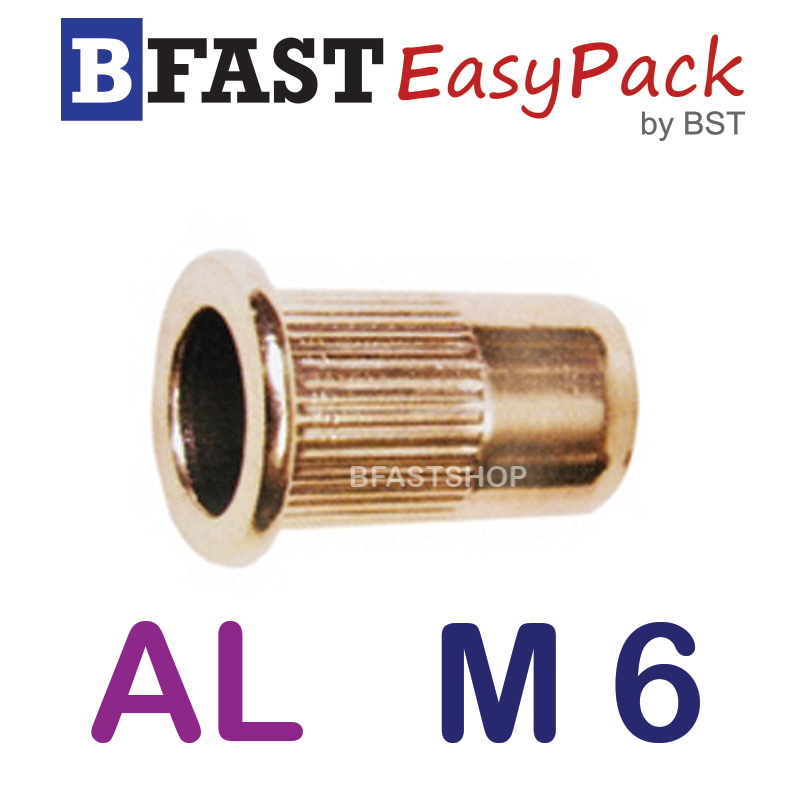 รีเวทนัท หัวแบนคอลาย AL M6 (3 ตัว/ถุง)