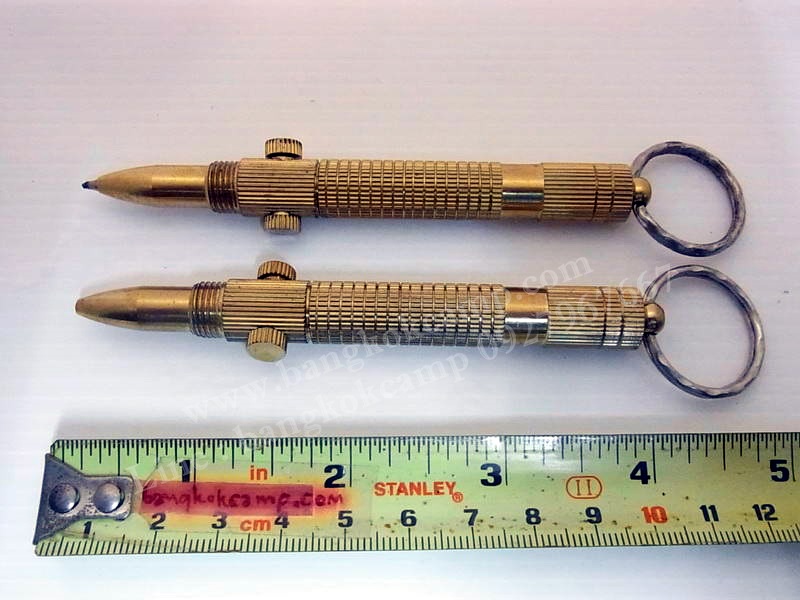 พวงกุญแจ ปากกา(ซ่อนมีด)...งานกลึงทองเหลือง รุ่นเก่า ใหม่เก่าเก็บอย่างดี (สภาพเหมือนใหม่) ...สีทอง