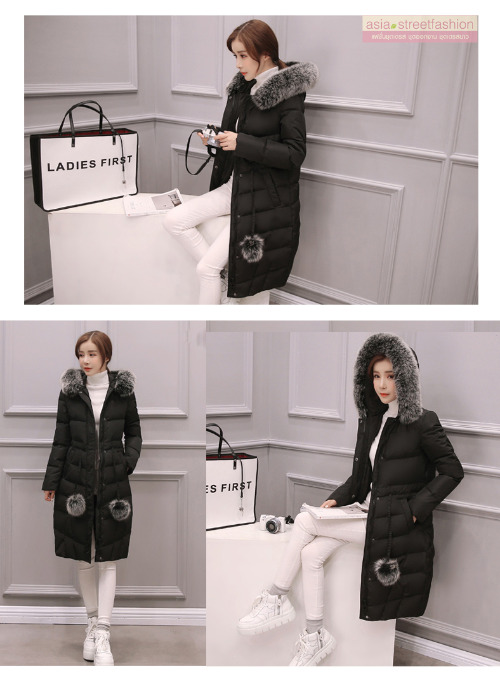 เสื้อกันหนาวฮู้ดดี้ ทรงยาว แต่งเฟอร์ฟู งานเกรดดีเหมือนแบบ อุ่นมาก หิมะก็เอาอยู่ (ถอดขนถอดฮู้ดได้)