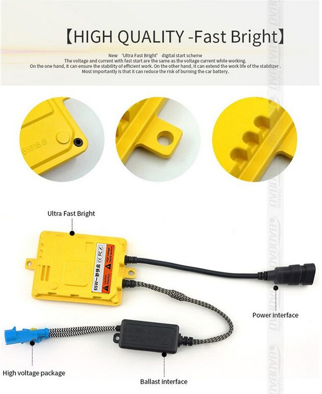 บัลลาตส์ xenon AC55W EMS สีเหลือง จำนวน 1 ตัว รับประกัน 1 ปี
