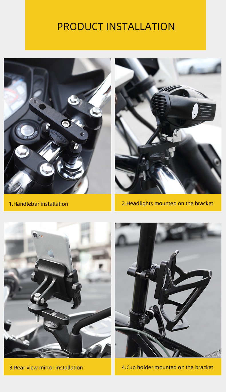 MOTOWOLF MDL 3511 - ขายึดแฮนด์บาร์ และขายึดก้านกระจกใส่อุปกรณ์เสริมสำหรับมอเตอร์ไซค์