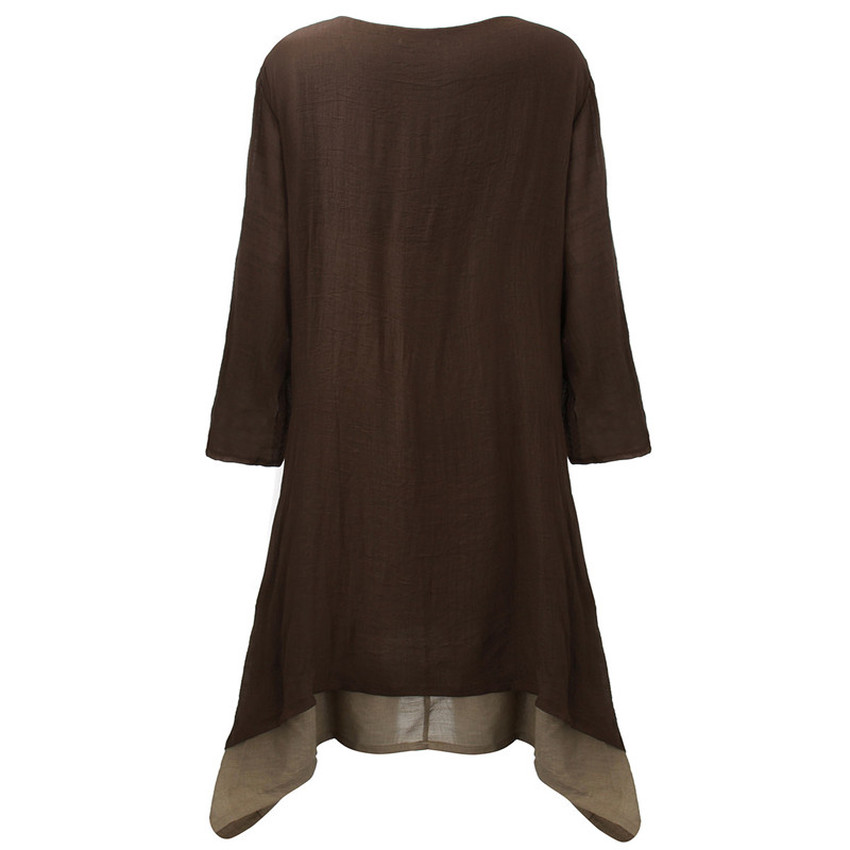 ZANZEA ชุดเดรสออนไลน์ยาวทรงเอ สำหรับผู้หญิง BOHO Sundress Cotton Linen