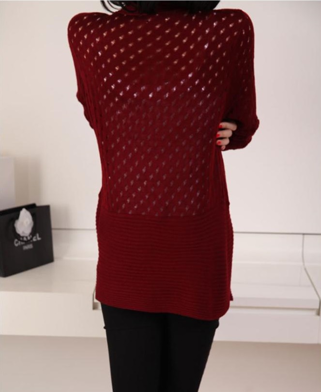 fashion เสื้อคลุม แฟชั่น ไหมพรม สีแดง เลือดหมู น่ารัก ใส่ทำงาน Asia Street Fashion