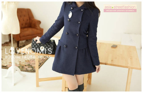LADY COAT เสื้อโค้ทกันหนาว ทรงหวานๆ สไตล์เกาหลี พร้อมส่ง DARK BLUE