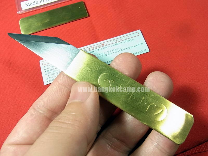 มีดคิริดาชิ (มีดญี่ปุ่น, มีดพกญี่ปุ่น) เหล็กคมมากๆ ด้ามและปอกทองเหลือง Made in Japan ใหม่ แท้
