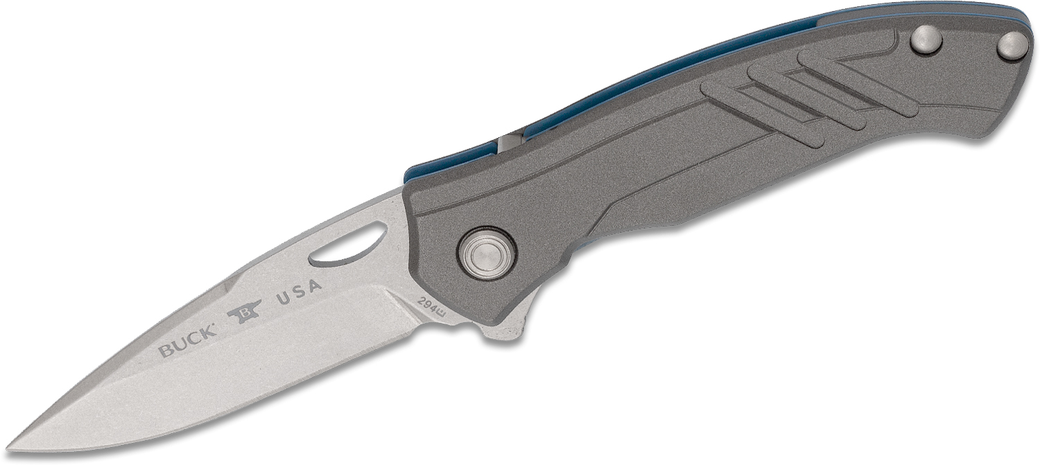 มีดพับ Buck 294 Momentum Flipper Knife Assisted 3.125" S30V Stonewash Plain Blade, Gray Cerakote Coated Aluminum Handles - 12227