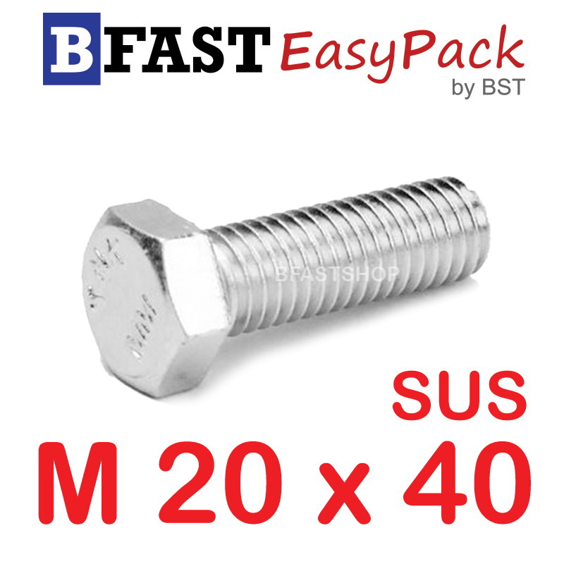 สกรูหัวเหลี่ยมสแตนเลส M20 x 40