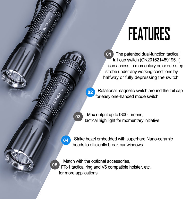 ไฟฉาย Nextorch TA30 2019 1300 Lumens One Step Tactical Flashlight