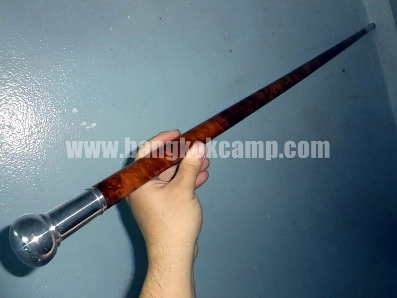 ไม้หายาก... ไม้ตะพด(ไม้ปุ่มประดู่, ปมประดู่) ลายสวยมาก หัว+ท้ายไททาเนียม หัวทรงลูกจันทร์