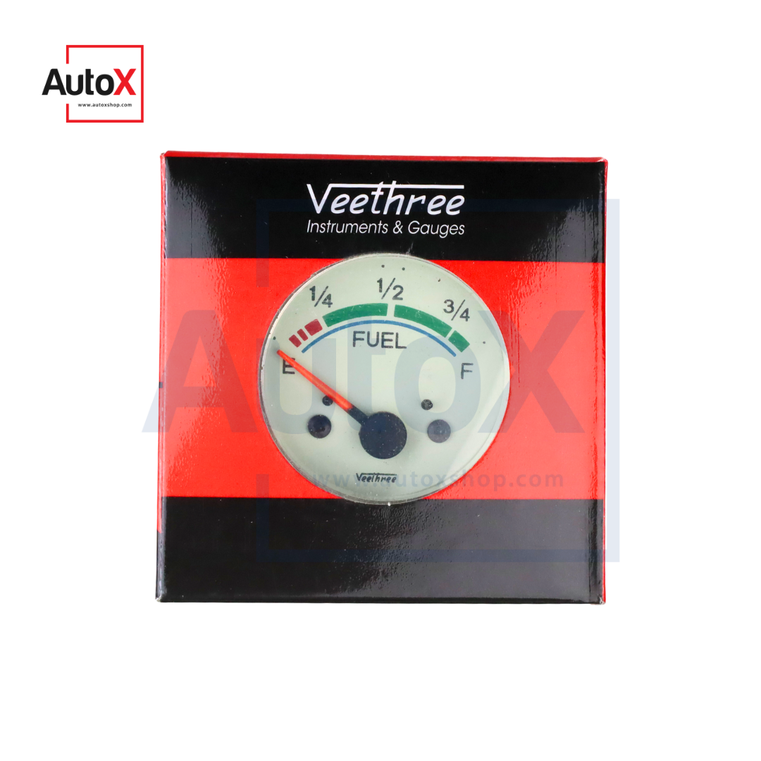 เกจวัดระดับน้ำมัน 12V หน้าปัดขาว ยี่ห้อVeethree