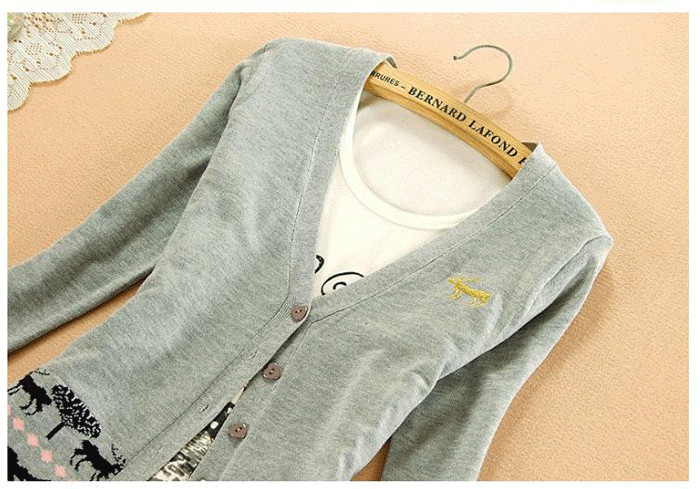 fashion เสื้อกันหนาวไหมพรม คอวี สีเทา ใส่เป็นเสื้อคลุมลำลองได้ ใส่ทำงาน น่ารัก