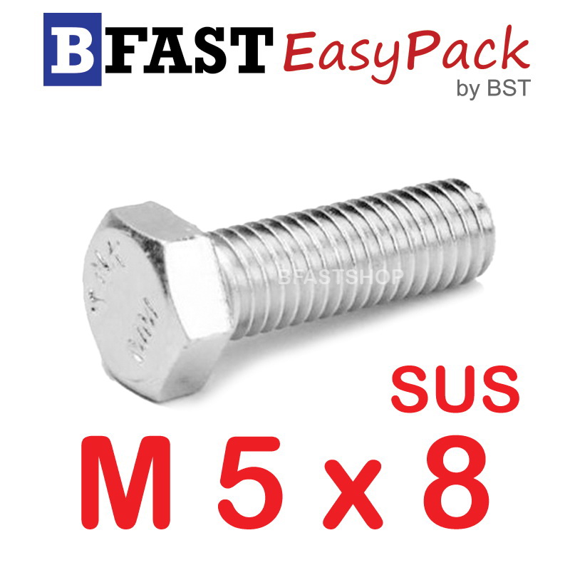 สกรูหัวเหลี่ยมสแตนเลส M5 x 8 (10 ตัว)
