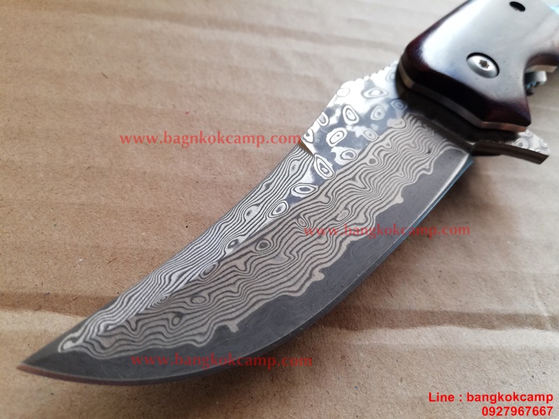 มีดพับ ดามัสกัส Damascus พร้อมซองหนังแท้ (เล่มใหญ่ 2)