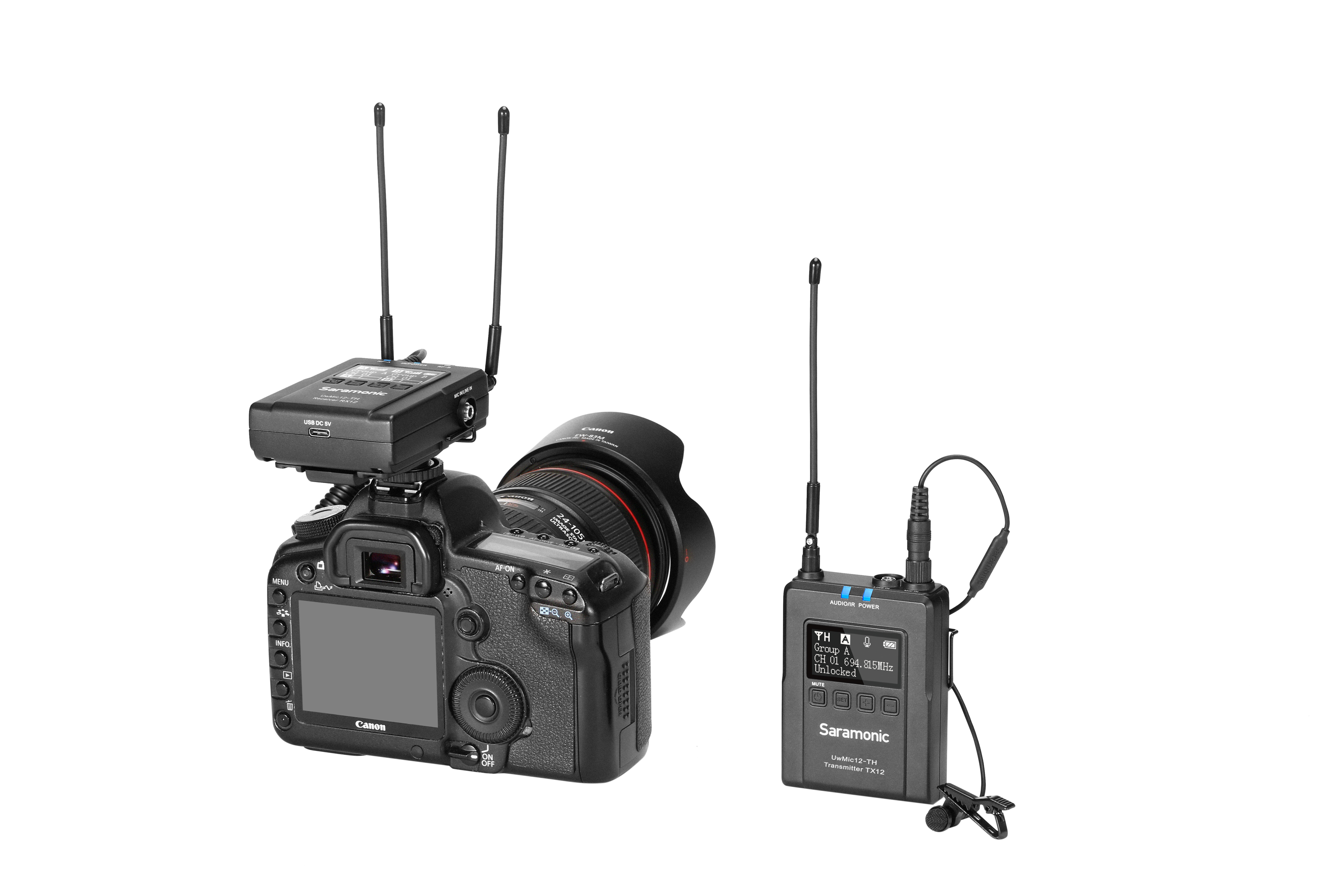 Saramonic UwMic12TH Kit1 Wireless Microphone ( ตัวส่งTX 1 ตัว, ตัวรับ RX 1 ตัว )