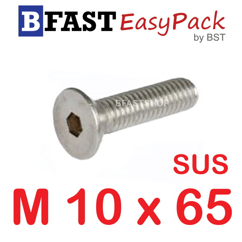 สกรูหัวจมเตเปอร์สแตนเลส SUS M10 x 65 (1 ตัว/ถุง)