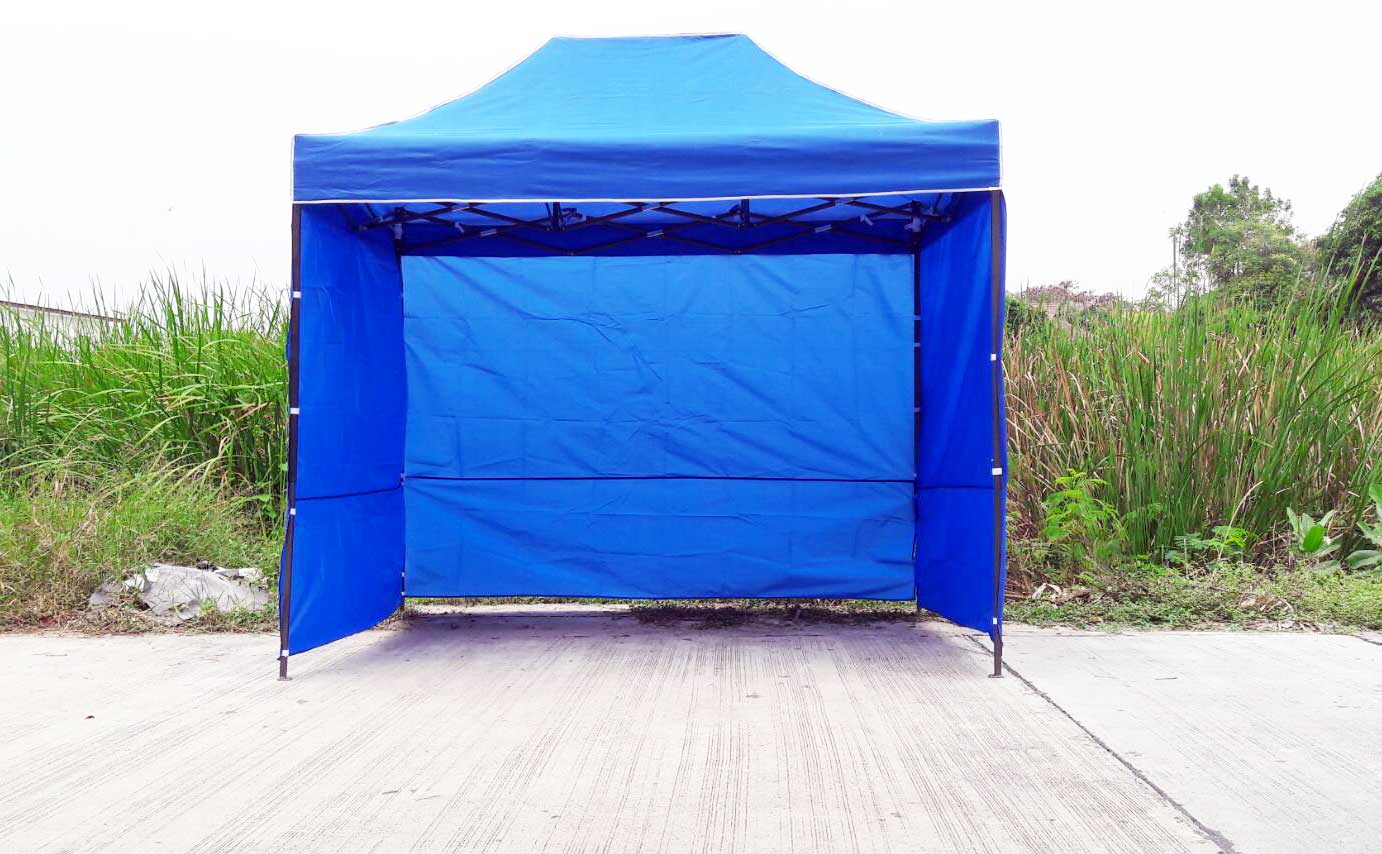 เต็นท์พับได้ สีน้ำเงิน ขนาด 2m x 3m พร้อมผ้าข้าง 300D 3 ด้าน