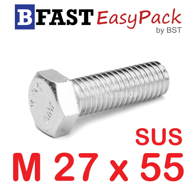 สกรูหัวเหลี่ยมสแตนเลส M27 x 55