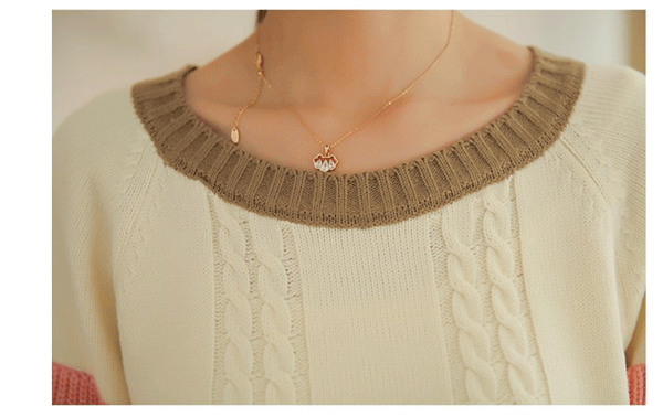 fashion เสื้อกันหนาว สเวตเตอร์ แขนยาว ไหมพรม คอกลม สีเบจ ชมพู ฟ้า น่ารักๆ ใส่เที่ยว ทำงาน