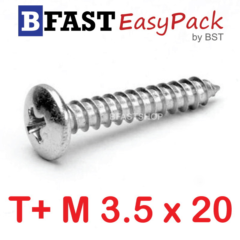 สกรูเกลียวสแตนเลส T+ SUS M3.5 x 20 ( 10ตัว/ถุง)
