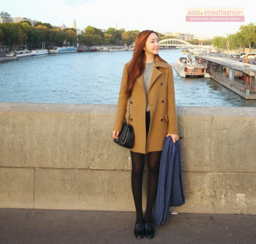 เสื้อโค้ทกันหนาว รุ่นกระดุม 2 แถว สไตล์เกาหลี ใส่ได้หลายแบบ ผ้าวูลผสม พร้อมส่ง