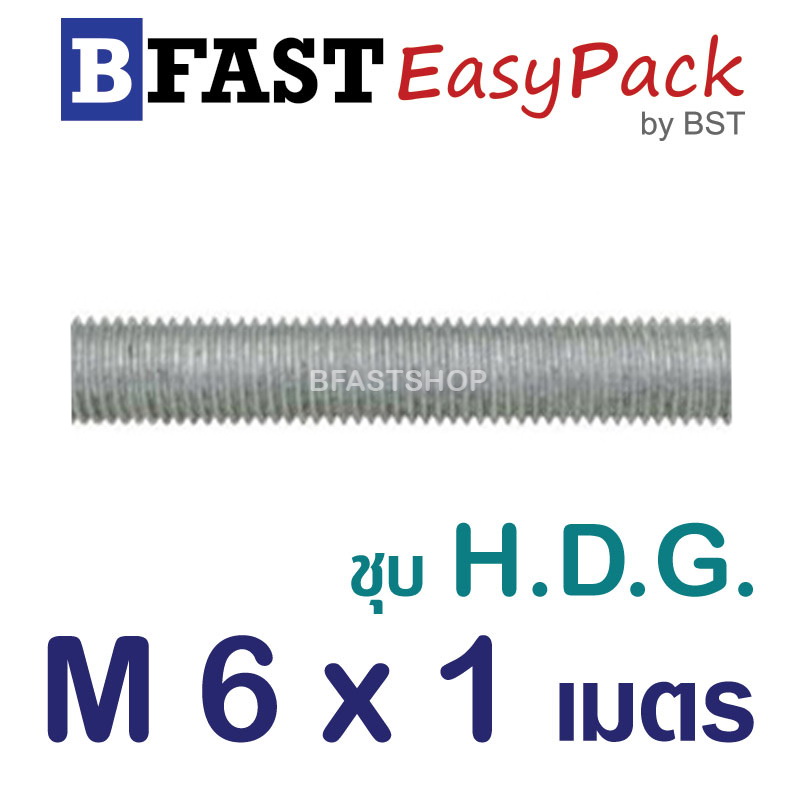 สตัด ก.ตลอด ชุบ H.D.G. 1 ม. M6 x P1.0 (1 เส้น)