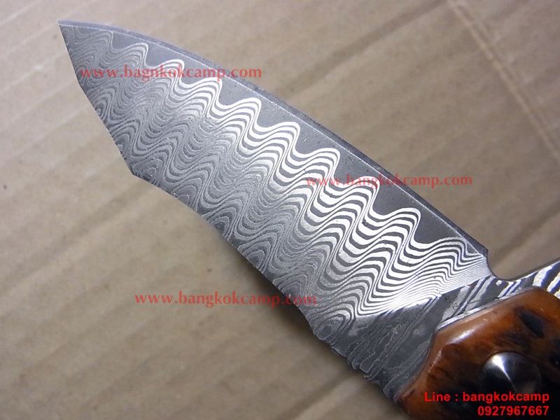 มีดพับ ดามัสกัส Damascus พร้อมซองหนังแท้ (เล่มใหญ่)