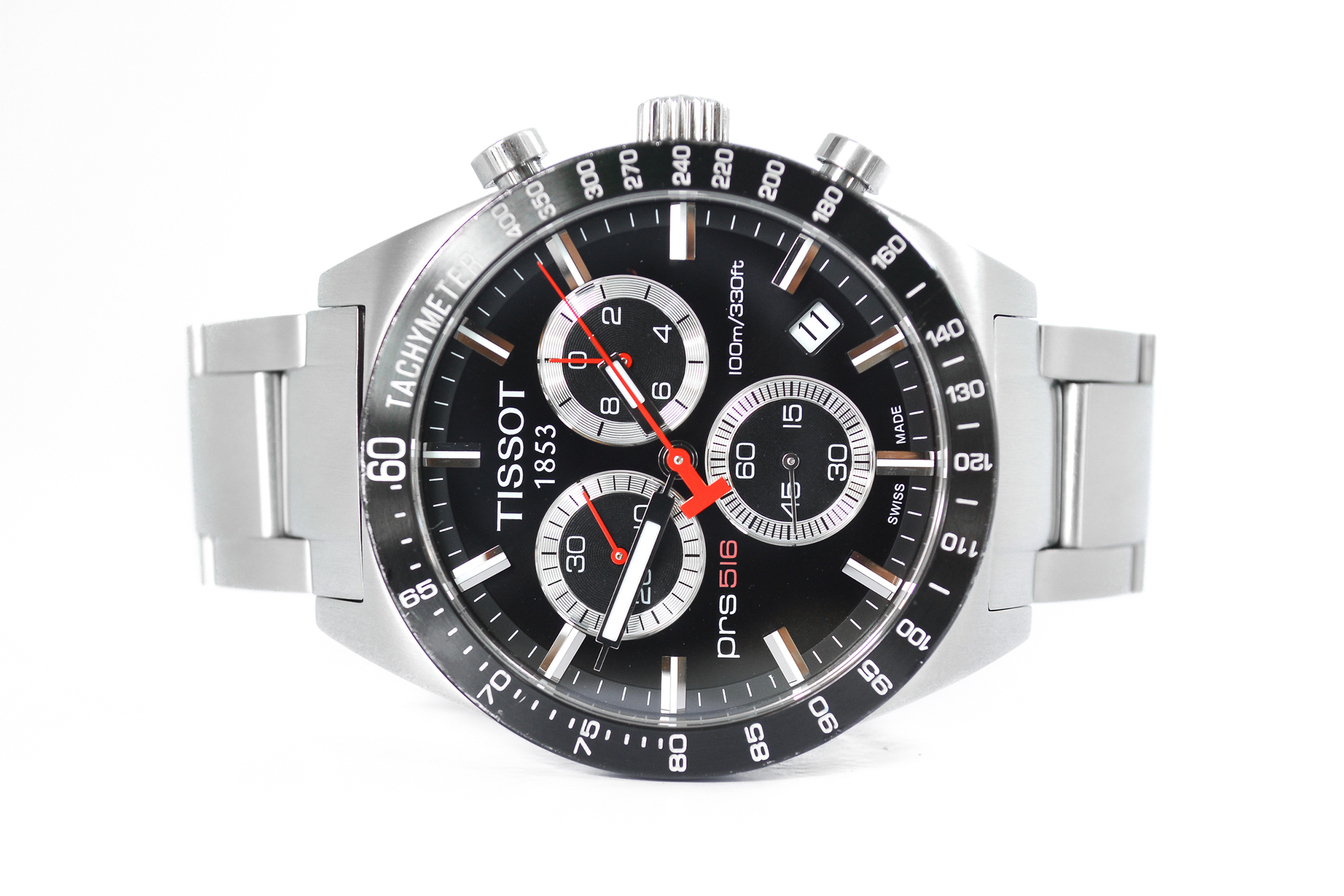 Tissot PRS 516 Quartz Chronograhp หน้าดำ สายเหล็ก (Sold)