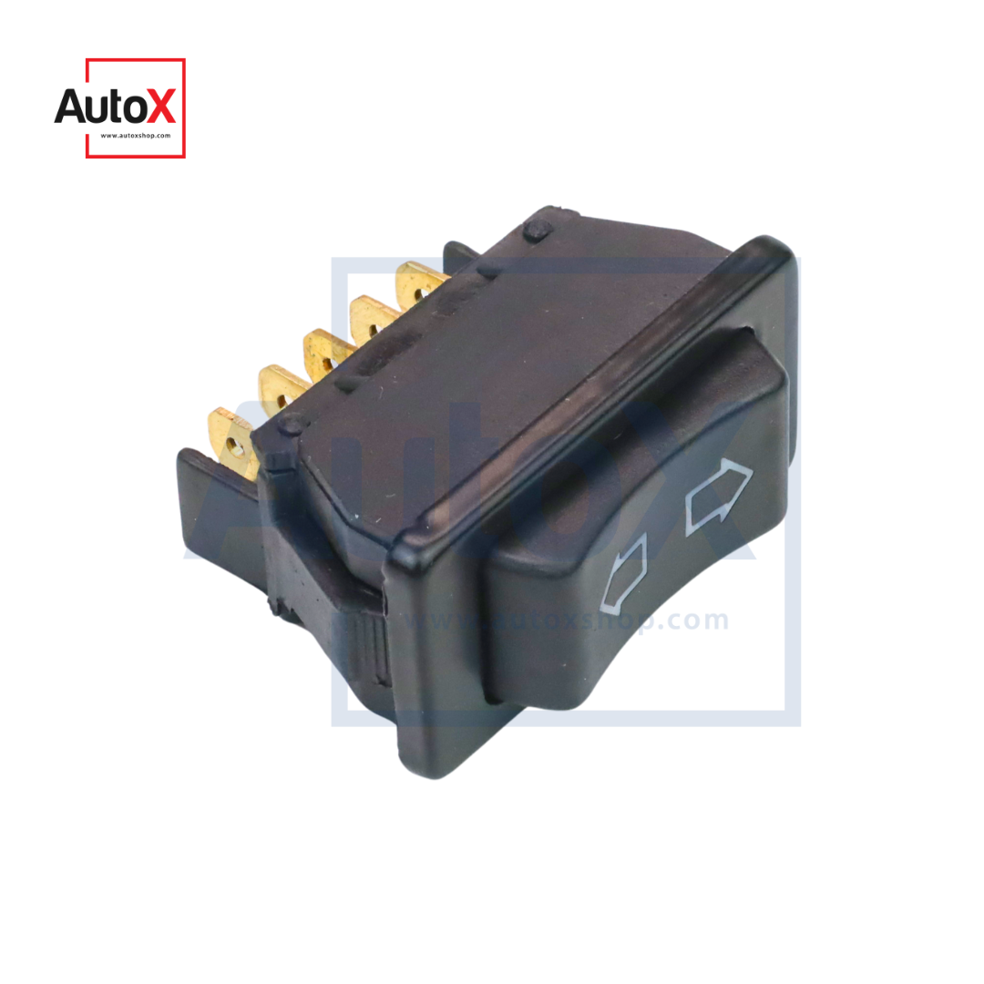 สวิทช์กระจกไฟฟ้า 5ขา ใช้ได้ทั้ง12-24V แบบทั่วไป ลูกศร แสงสีเขียว พร้อมแถมปลั๊กสีดำ1อัน (ใหม่)