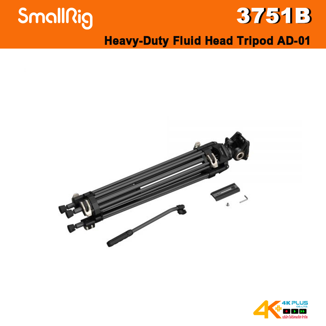 SmallRig - 3751B Heavy-Duty Fluid Head Tripod AD-01
