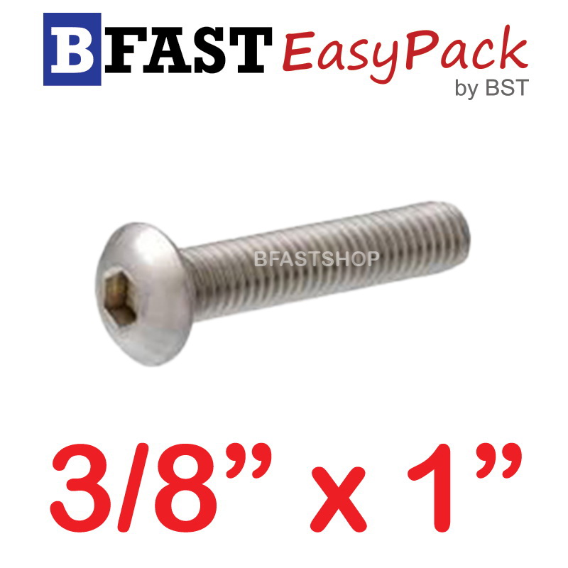 สกรูหัวจมกลมสแตนเลส SUS 3/8" x 1" ( 1 ตัว/ถุง )