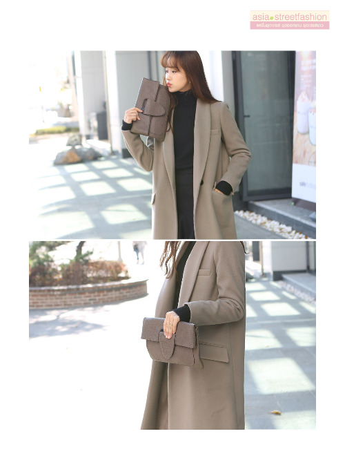L OverCoat เสื้อโค้ทกันหนาวตัวยาว สีเทา งานดี ผ้าวูลเนื้อดีเรียบไม่เป็นขุย บุซับในกันลมอย่างดี พร้อมส่ง สีเทา L