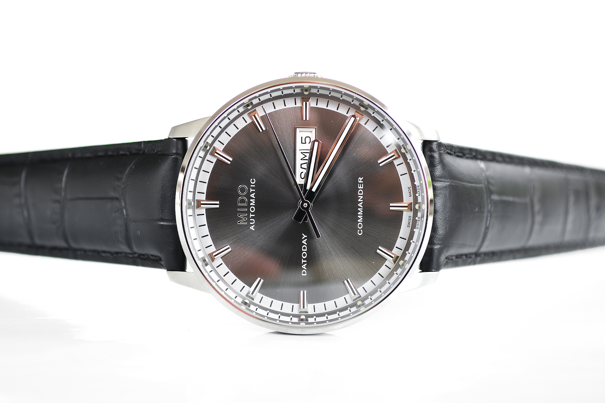 Mido Commander II automatic M016.430.36.061.02 เรือนเหล็ก สายหนัง